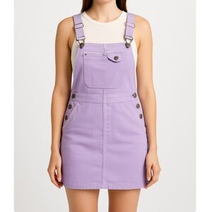 Asos//denim Curduroy pale purple overall dress romper multiple pockets SZ UK 4